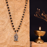 Silver Capped Karungali Mala With Lord Murugan Pendant