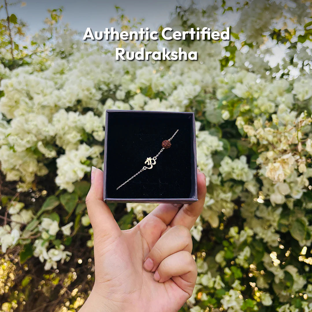 Divine Om Rudraksha Pure Silver (चाँदी) Bracelet - Minimalist