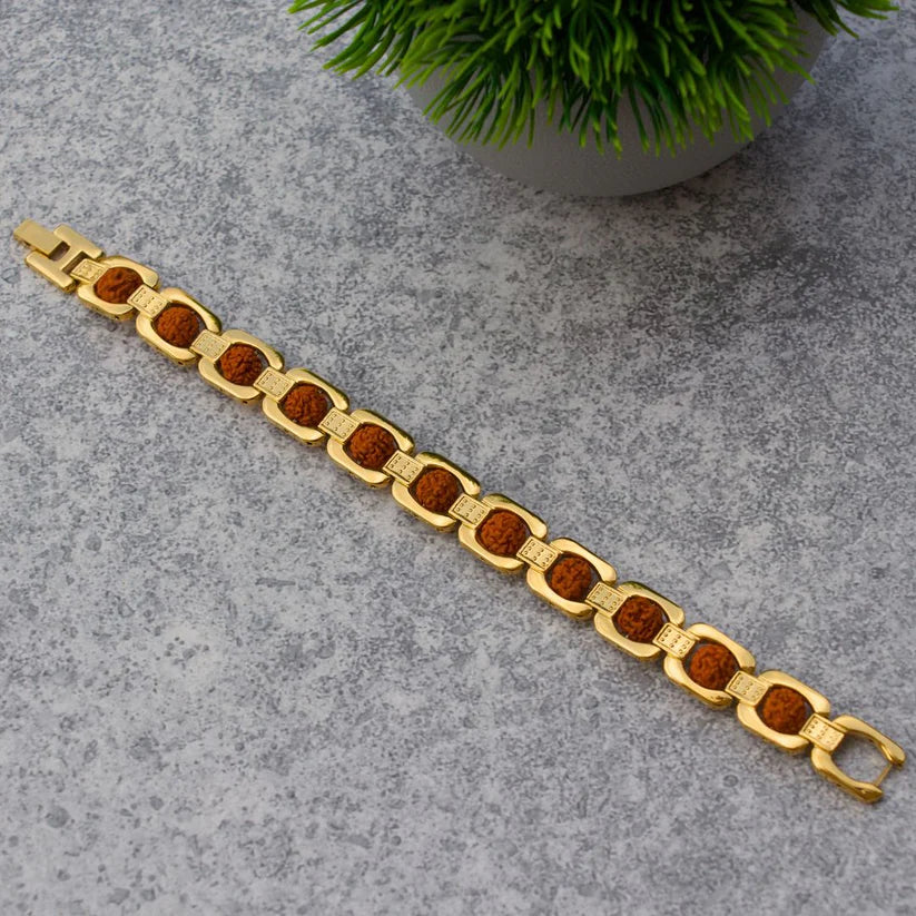 Gold Plated Essential Rudraksha Bracelet (Unisex)