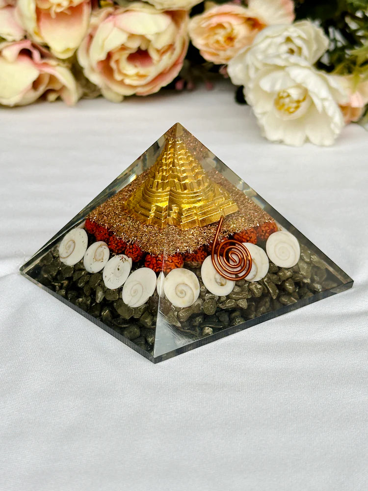 Laxmi Pyrite Pyramid Yantra - Attract Wealth