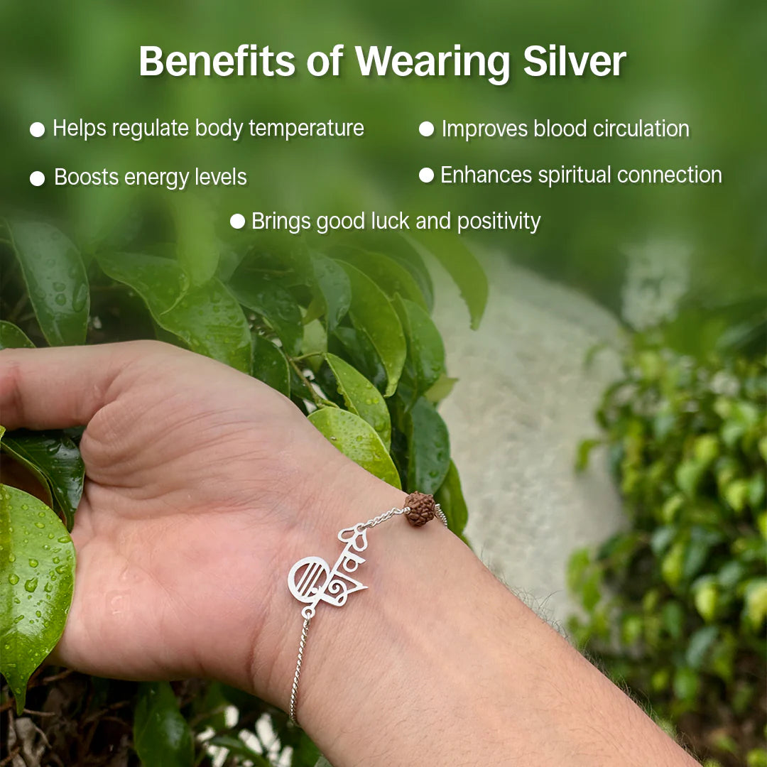 Shiv Rudraksha Pure Silver Bracelet ( Buy 1 Get 1 Free )