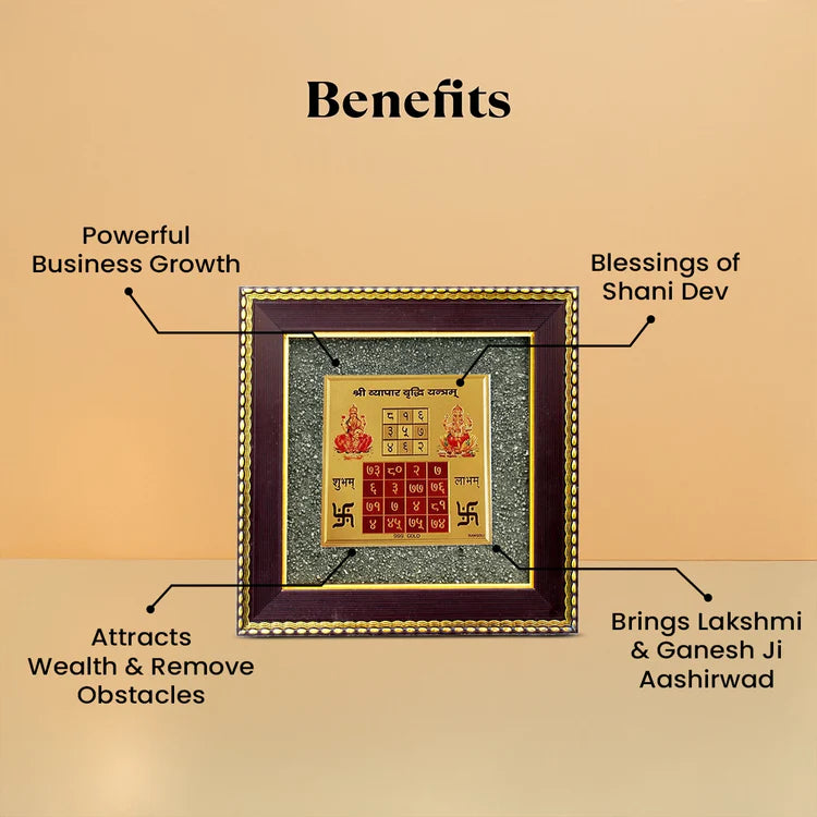 Vyapar Vridhhi Yantra on Raw Pyrite Frame