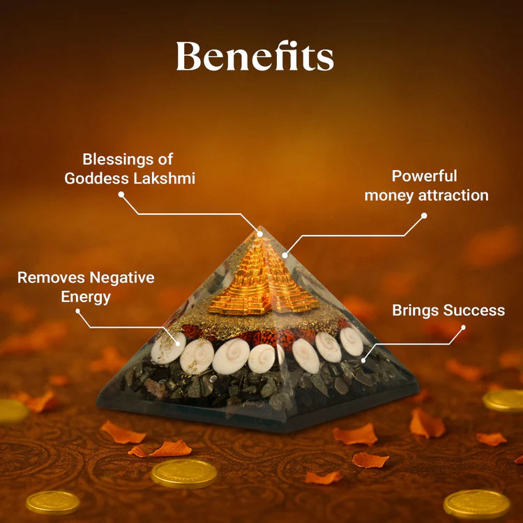 Laxmi Pyrite Pyramid Yantra - Attract Wealth