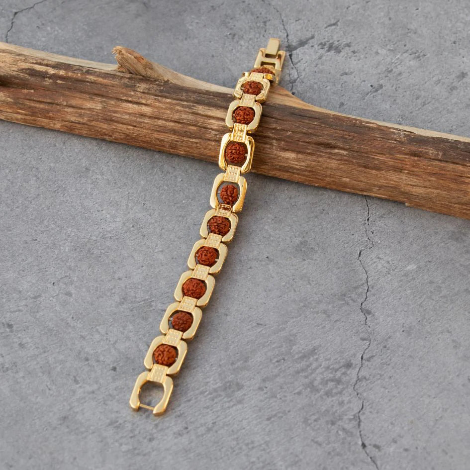 Gold Plated Essential Rudraksha Bracelet (Unisex)